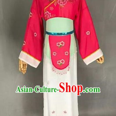 Chinese Ancient Maidservants Embroidered Rosy Dress Traditional Peking Opera Artiste Costume for Women
