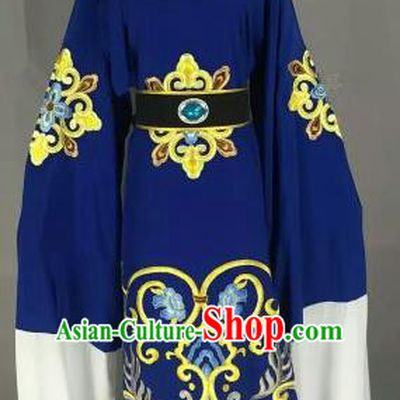 Chinese Ancient Dowager Countess Embroidered Royalblue Dress Traditional Peking Opera Pantaloon Costume for Women