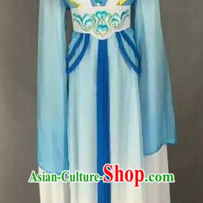 Chinese Ancient Peri Embroidered Blue Dress Traditional Peking Opera Princess Costume for Women