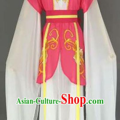 Chinese Ancient Maidservants Embroidered Rosy Dress Traditional Peking Opera Court Maid Costume for Women