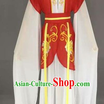 Chinese Ancient Maidservants Embroidered Red Dress Traditional Peking Opera Court Maid Costume for Women