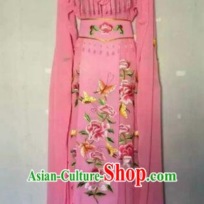 Chinese Ancient Peri Embroidered Pink Dress Traditional Peking Opera Artiste Costume for Women