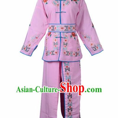 Professional Chinese Traditional Beijing Opera Blues Costume Ancient Swordswomen Pink Clothing for Kids