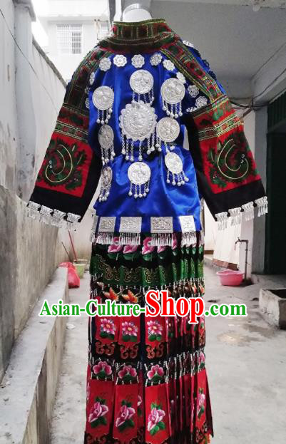 Chinese Traditional Ethnic Folk Dance Costume China Miao Nationality Embroidered Dress for Women Chinese Traditional Ethnic Folk Dance Costume China Miao Nationality Embroidered Dress for Women