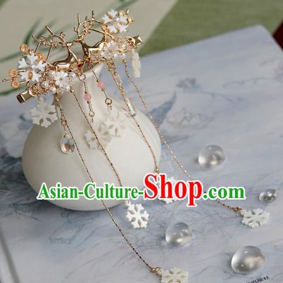 Chinese Traditional Hanfu Hair Accessories Ancient Princess Shell Tassel Hair Claws Deer Hairpins for Women