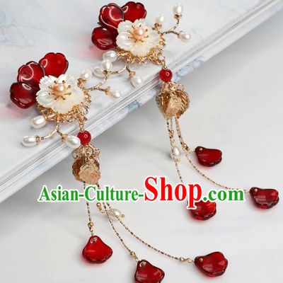 Chinese Traditional Hanfu Hair Accessories Ancient Princess Shell Flower Hair Claws Hairpins for Women
