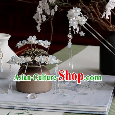 Chinese Traditional Hanfu Hair Accessories Ancient Princess Flowers Hairpins Complete Set for Women