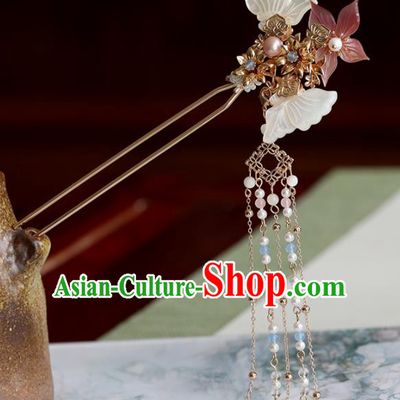 Chinese Traditional Hanfu Hair Accessories Ancient Princess Shell Butterfly Tassel Hairpins for Women