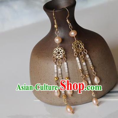 Chinese Traditional Hanfu Ear Accessories Ancient Princess Pearls Earrings for Women