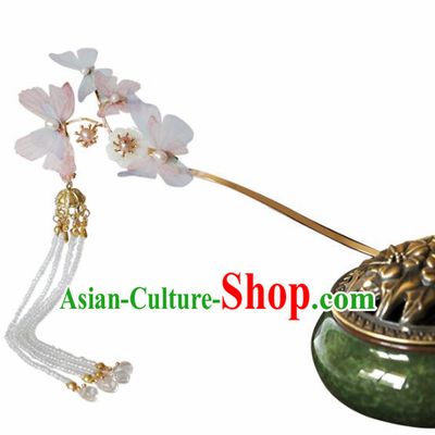 Chinese Ancient Princess Silk Butterfly Tassel Hairpins Traditional Hanfu Hair Accessories for Women