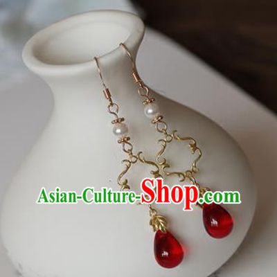 Chinese Traditional Hanfu Ear Accessories Ancient Princess Agate Earrings for Women