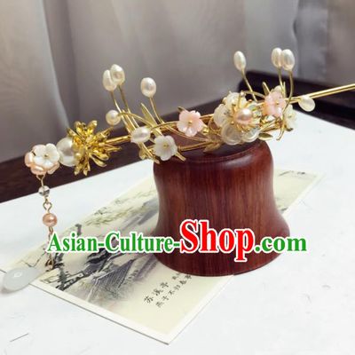 Chinese Ancient Princess Hairpins Pearls Hair Crown Traditional Hanfu Hair Accessories for Women