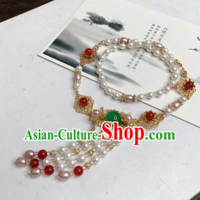 Chinese Traditional Hanfu Accessories Ancient Princess Pearls Hanfu Necklace for Women