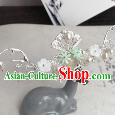 Chinese Ancient Princess Hairpins Pearls Hair Crown Traditional Hanfu Hair Accessories for Women