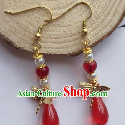 Chinese Traditional Hanfu Ear Accessories Ancient Princess Hanfu Dragonfly Earrings for Women