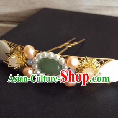 Chinese Ancient Princess Shell Pearls Hairpins Traditional Hanfu Hair Accessories for Women
