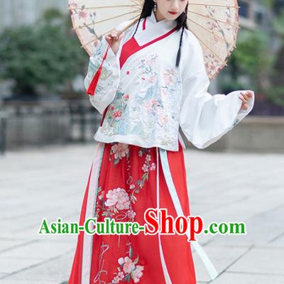 Chinese Traditional Ming Dynasty Historical Costume Ancient Peri Princess Hanfu Dress for Women