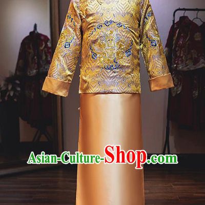 Chinese Traditional Wedding Costume Ancient Bridegroom Embroidered Tang Suit Clothing  for Men