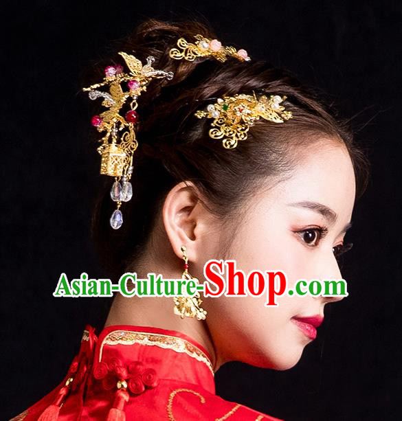 Chinese Ancient Wedding Hair Accessories Traditional Bride Headdress Hairpins for Women Chinese Ancient Wedding Hair Accessories Traditional Bride Headdress Hairpins for Women
