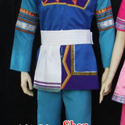 Chinese Traditional Zhuang Nationality Festival Clothing Ethnic Folk Dance Costume for Men