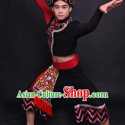 Chinese Traditional Ethnic Costume Maonan Nationality Festival Folk Dance Clothing for Men