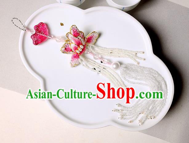 Chinese Traditional Jewelry Accessories Classical Embroidered Pink Mangnolia Tassel Brooch for Women Chinese Traditional Jewelry Accessories Classical Embroidered Pink Mangnolia Tassel Brooch for Women