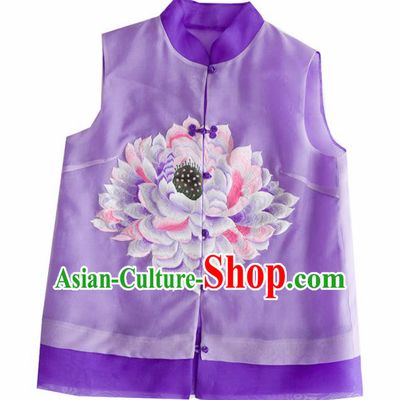 Traditional Chinese National Costume Tang Suit Purple Vest Upper Outer Garment for Women