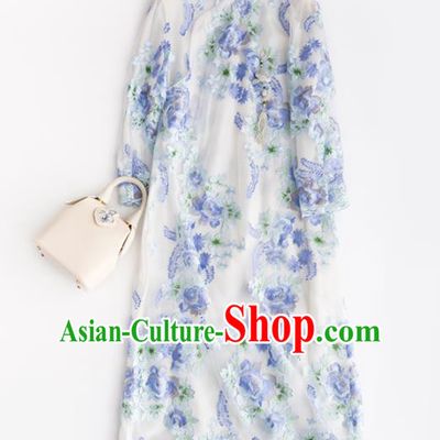 Chinese Traditional National Costume Tang Suit Embroidered Cheongsam Qipao Dress for Women