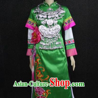 Chinese Traditional Shui Nationality Wedding Green Dress Ethnic Folk Dance Costume for Women