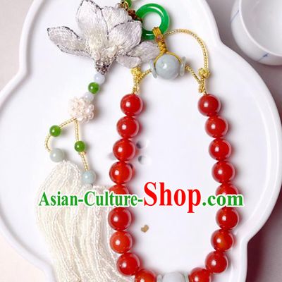 Chinese Traditional Jewelry Accessories Classical Agate Beads Tassel Brooch for Women