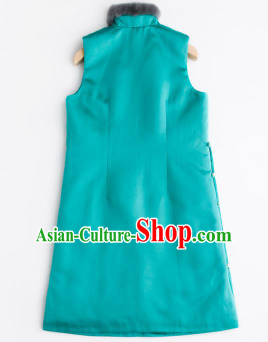 Traditional Chinese National Costume Tang Suit Green Waistcoat for Women Traditional Chinese National Costume Tang Suit Green Waistcoat for Women