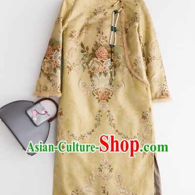Chinese Traditional National Winter Costume Tang Suit Cheongsam Cotton Padded Qipao Dress for Women
