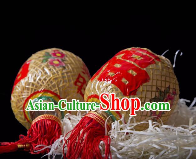 Chinese Traditional Bamboo Weaving Lantern Handmade Fu Character Palace Lanterns
