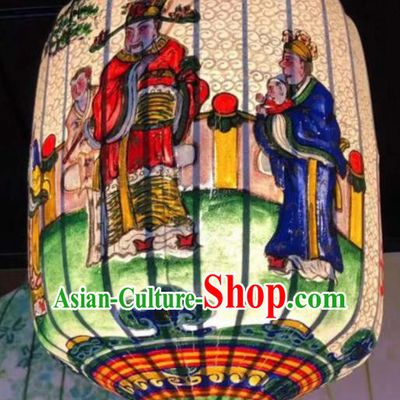 Chinese Traditional New Year Hanging Lantern Handmade Painting God of Wealth Palace Lanterns