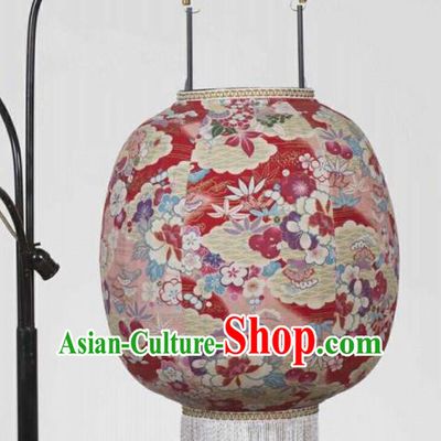 Chinese Traditional New Year Hanging Lantern Handmade Printing Flowers Red Palace Lanterns