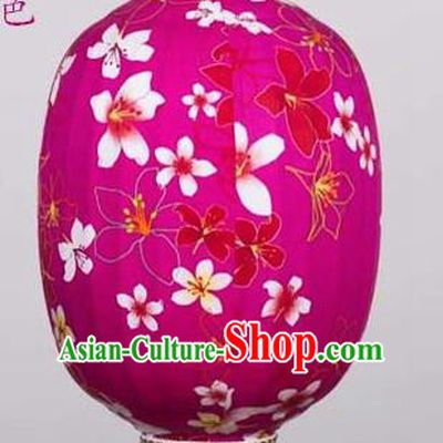 Chinese Traditional Printing Tung Flower Rosy Hanging Lantern Handmade Craft New Year Palace Lanterns
