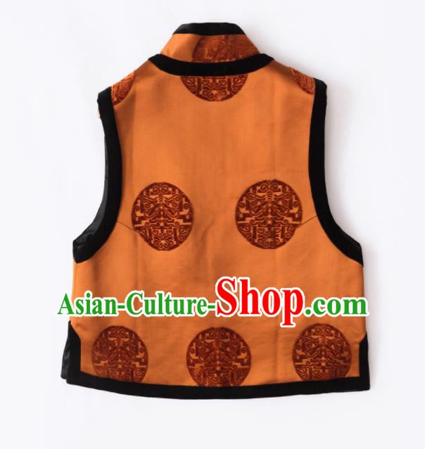 Traditional Chinese National Costume Orange Vest Tang Suit Waistcoat for Women Traditional Chinese National Costume Orange Vest Tang Suit Waistcoat for Women