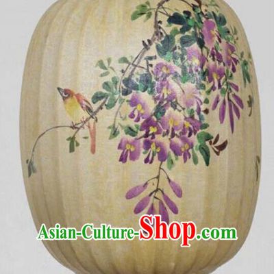 Chinese Traditional Ink Painting Wisteria Lantern Handmade New Year Palace Lanterns