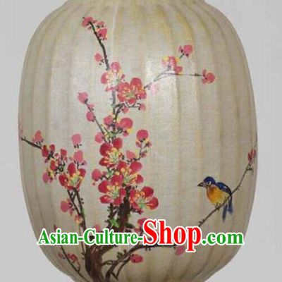 Chinese Traditional Ink Painting Plum Blossom Bird Lantern Handmade New Year Palace Lanterns