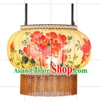 Chinese Traditional Hanging Lantern Handmade Painting Peony Palace Lanterns