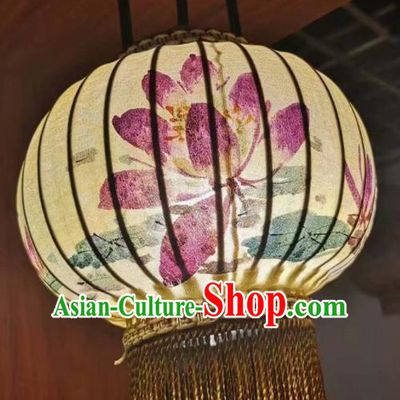 Chinese Traditional Hanging Lantern Handmade Painting Lotus Palace Lanterns