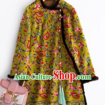 Chinese Traditional National Costume Tang Suit Outer Garment Green Blouse for Women