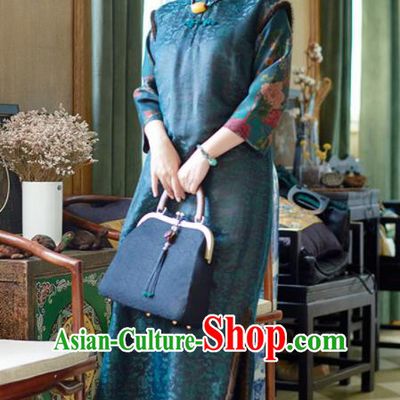 Chinese Traditional Costume National Cheongsam Watered Gauze Qipao Dress for Women