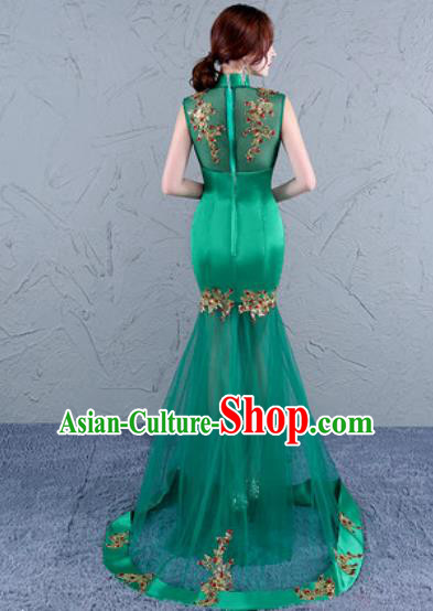 Chinese Traditional Wedding Costume Classical Embroidered Green Veil Full Dress for Women Chinese Traditional Wedding Costume Classical Embroidered Green Veil Full Dress for Women