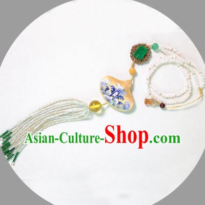 Chinese Traditional Accessories Classical Embroidered Tassel Necklace for Women