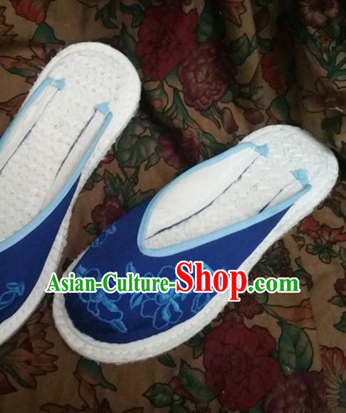 Chinese Ancient Princess Embroidered Royalblue Slippers Traditional Shoes Hanfu Shoes for Women Chinese Ancient Princess Embroidered Royalblue Slippers Traditional Shoes Hanfu Shoes for Women