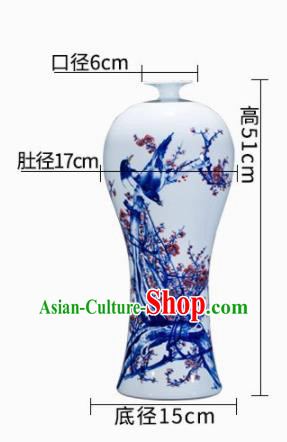 Chinese Jingdezhen Ceramic Handicraft Traditional Blue and White Porcelain Plum Blossom Vase Chinese Jingdezhen Ceramic Handicraft Traditional Blue and White Porcelain Plum Blossom Vase