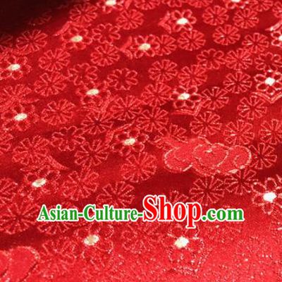 Chinese Traditional Buddhism Flowers Pattern Design Red Brocade Silk Fabric Tibetan Robe Fabric Asian Material