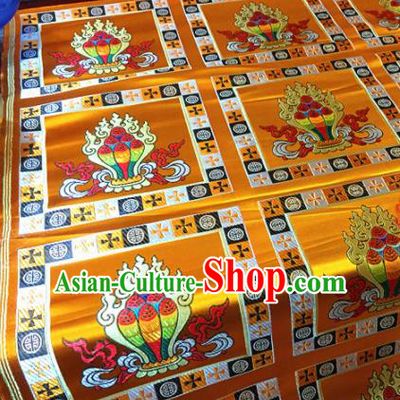 Chinese Traditional Buddhism Manichaeus Pattern Golden Brocade Silk Fabric Tibetan Robe Satin Fabric Asian Material
