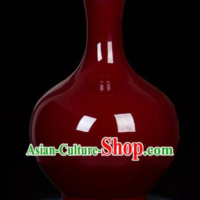 Chinese Traditional Red Enamel Design Vase Jingdezhen Ceramic Handicraft
